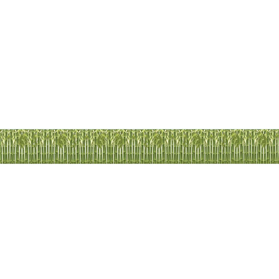 Frise adhésive Bambou 15 cm X 300 cm, décorative autocollante, motif tiges vertes collées, décoration murale intérieure.