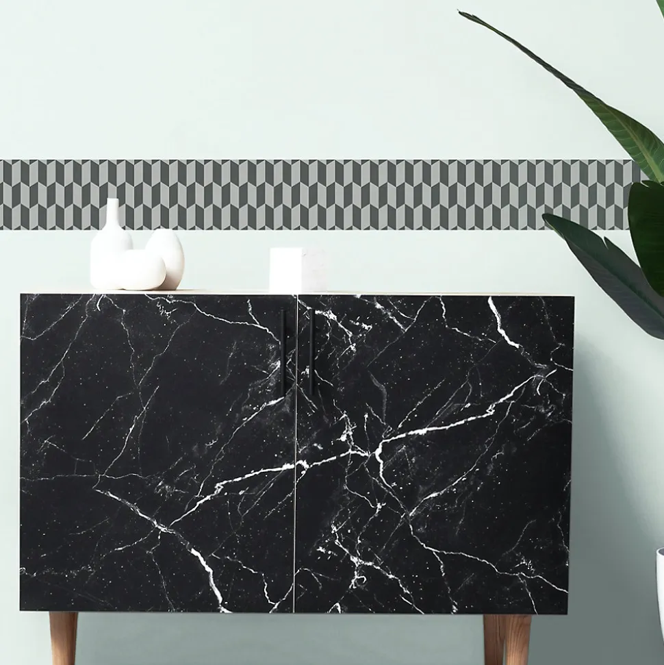 Frise adhésive Bjerkvik, 15x300cm, losange gris clair/foncé, décorative, autocollante
