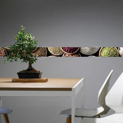 Frise adhésive cuisine alimentaire 15x300cm, décorative avec photos alimentaires