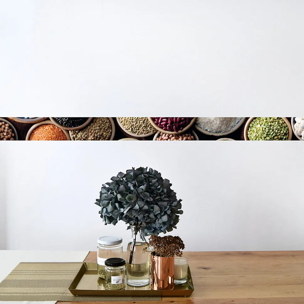 Frise adhésive cuisine alimentaire 15x300cm, décorative avec photos alimentaires