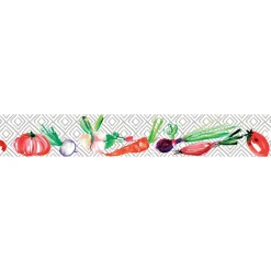 Frise adhésive décorative Autocollante et veloutée - 5 cm x 300 cm - Motif graphique et légumes colorés - Décoration murale pour i