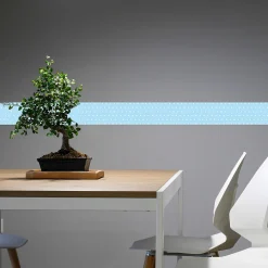 Frise adhésive décorative 15x300cm, points blancs sur fond bleu uni - Autocollant mural décoratif, décoration murale, décoration i
