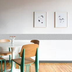 Frise adhésive grise et blanche, 15 cm X 300 cm, décoration murale à points