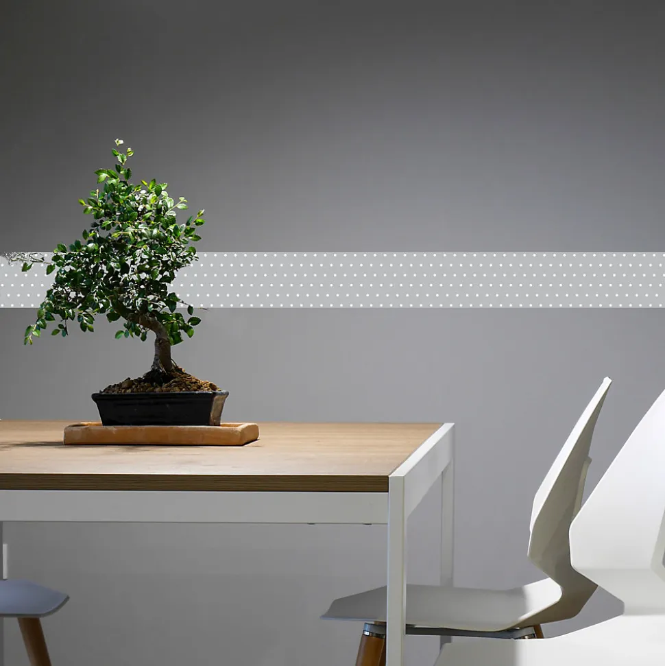 Frise adhésive grise et blanche, 15 cm X 300 cm, décoration murale à points
