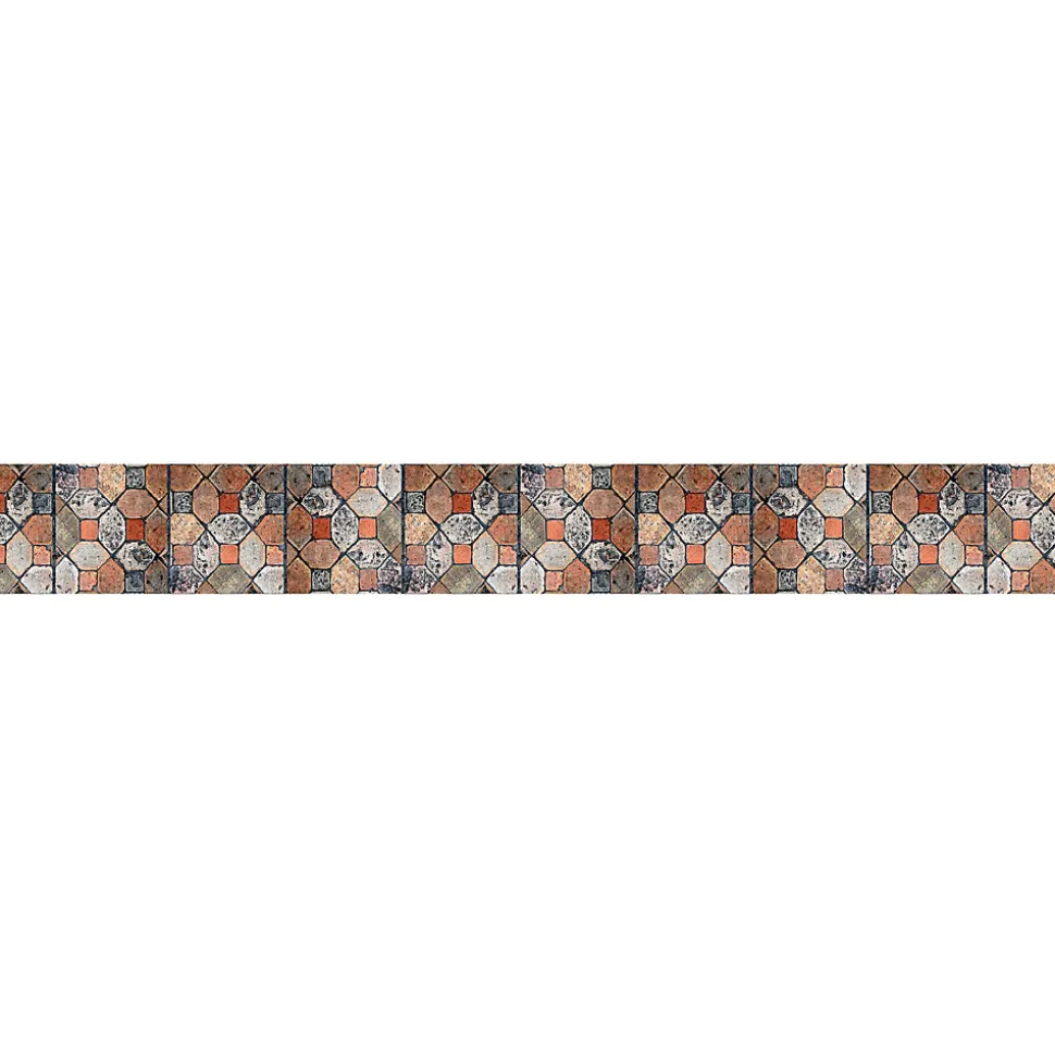 Frise adhésive Heidal Tomettes Anciennes, motif géométrique, 5 cm x 300 cm, décorative autocollante pour murs et sols intérieurs.