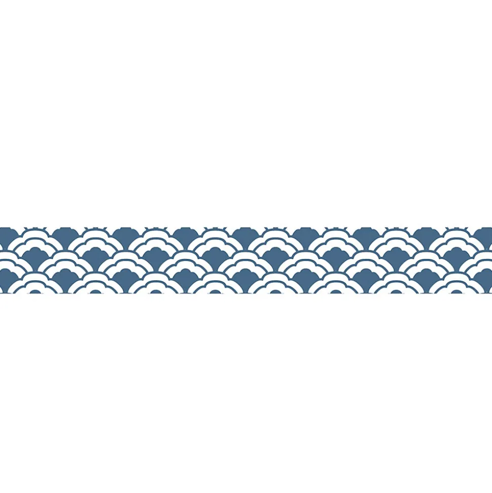 Frise adhésive Melbo 15 cm X 300 cm, autocollante, motifs éventails nuages bleu et blanc, décoration murale intérieure.