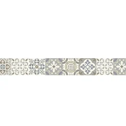 Frise Adhésive Mofis Carreaux de Ciment Ancien, 15 cm x 300 cm, Gris et Beige, Autocollante, Décoration Intérieure, Borgatella
