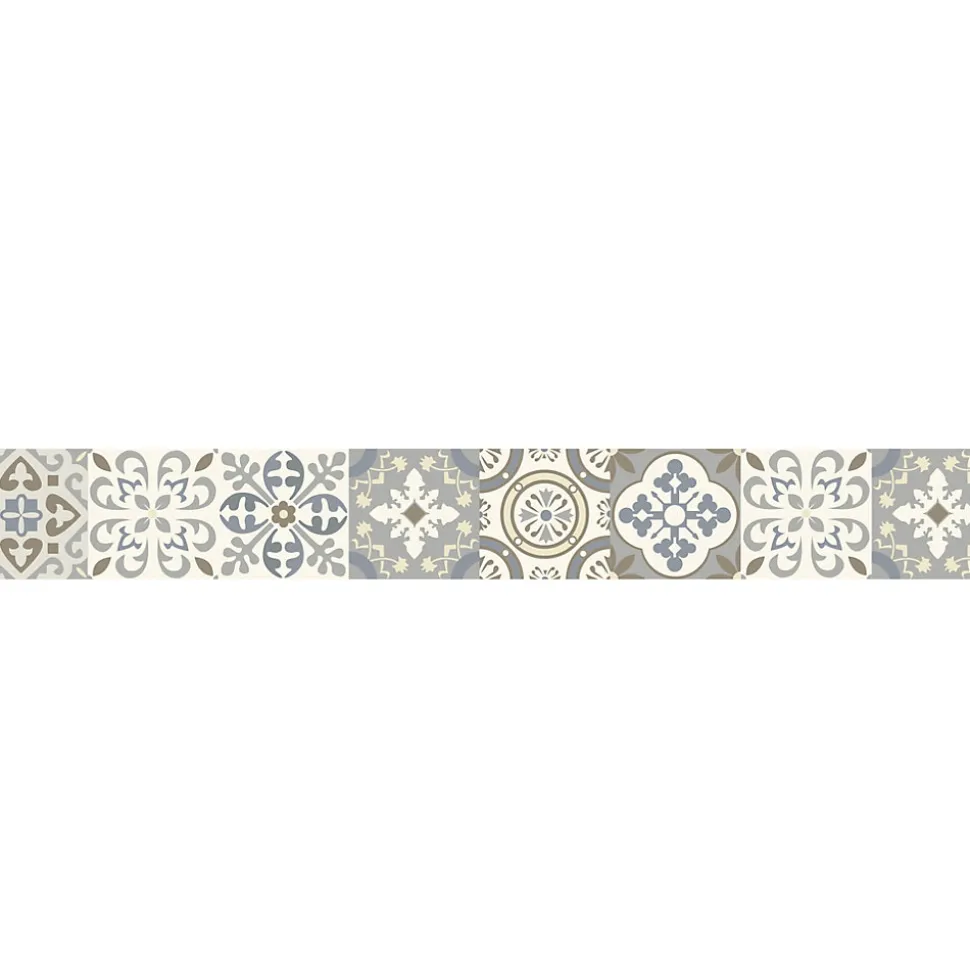 Frise Adhésive Mofis Carreaux de Ciment Ancien, 15 cm x 300 cm, Gris et Beige, Autocollante, Décoration Intérieure, Borgatella