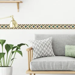 Frise adhésive multicolore 10x300cm - Motif géométrique tribal décoratif pour décoration murale intérieure et extérieure