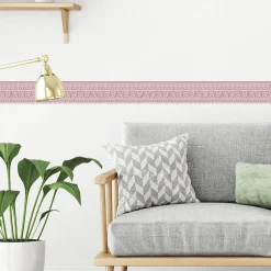 Frise adhésive rose clair, ondulation rose foncé, style géométrique, 5 cm x 300 cm, décoration intérieure