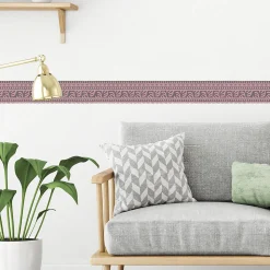 Frise adhésive rose et grise, 5 cm X 300 cm, style géométrique, décoration murale