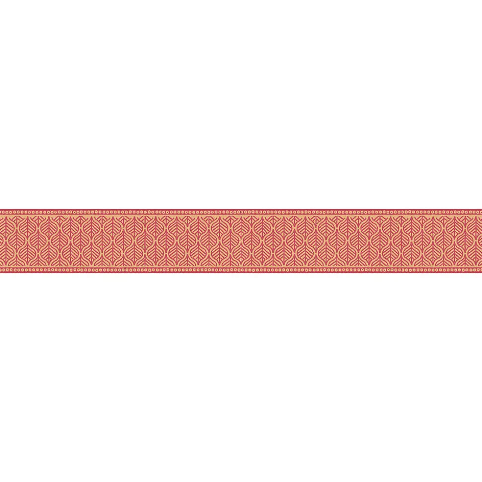 Frise adhésive rouge 10x300cm, déco artistique fleurs symétriques pour murs et sols - Décoration murale fleurs symétriques