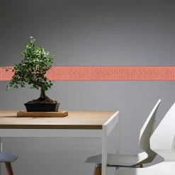 Frise adhésive rouge 10x300cm, déco artistique fleurs symétriques pour murs et sols - Décoration murale fleurs symétriques