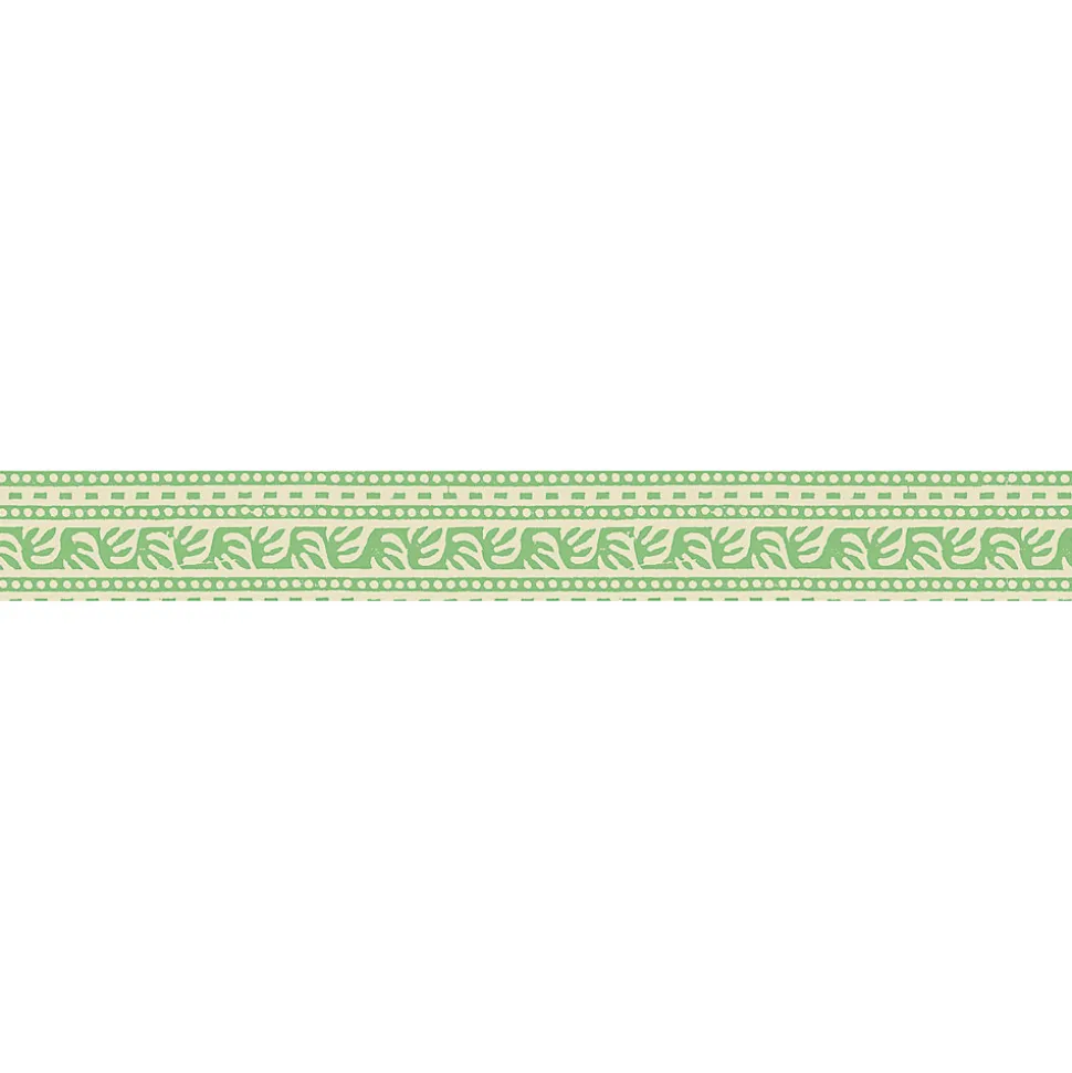 Frise adhésive Tankata 5x300cm, déco autocollante, motif graphique vert jaune, décoration murale autocollante