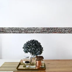 Frise adhésive trompe l'oeil brique, 15x300 cm, décoration murale intérieure