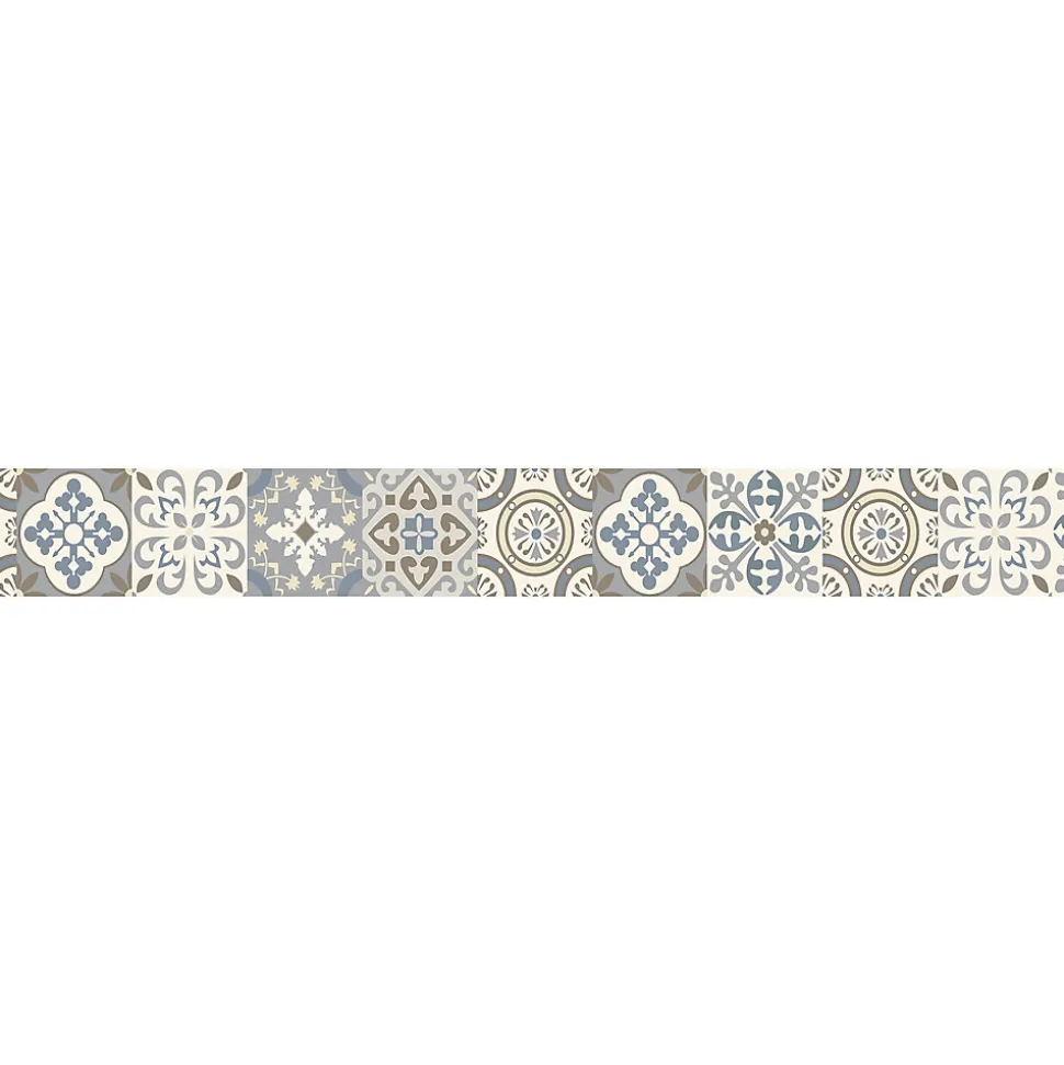 Frise adhésive 10x300 cm, carreaux de ciment style ancien, décorative autocollante Borgatella, idéale pour décorer votre intérieur