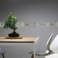 Frise adhésive 10x300 cm, déco multicouleurs pour murs et sols, carreaux de ciment, décoration intérieure.