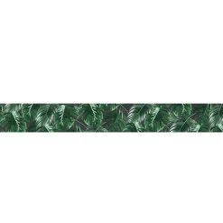 Frise adhésive 15x300cm, déco autocollante tropicale feuilles vertes sur fond noir, décoration murale originale et facile à poser.