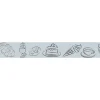 Frise Autocollante Décorative 5 cm x 300 cm - Bleu - Décoration Murale pour Petit Déjeuner : Brioche, Café et Glace