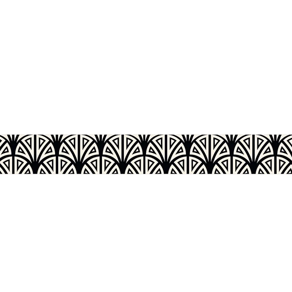 Frise Autocollante Géométrique Noir et Blanc 15 cm X 300 cm - Décoration Murale Tromso Eventail - Adhésive Décorative