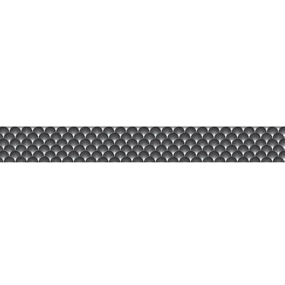 Frise décorative adhésive, arboréa noir motif éventails noir et blanc, 5 cm X 300 cm