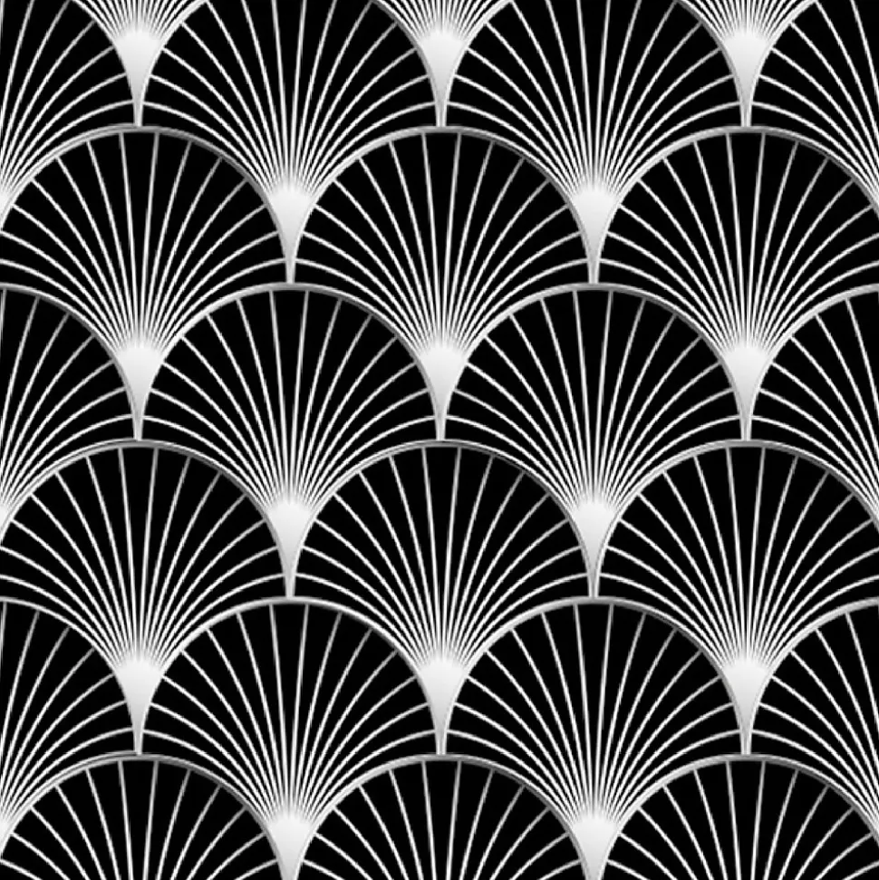 Frise décorative adhésive, arboréa noir motif éventails noir et blanc, 5 cm X 300 cm