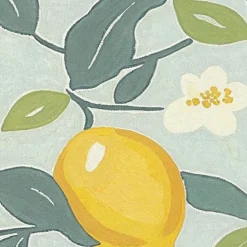 Frise décorative adhésive, citrons dessinés sur fond bleu clair, inspiration nature, 5 cm X 300 cm