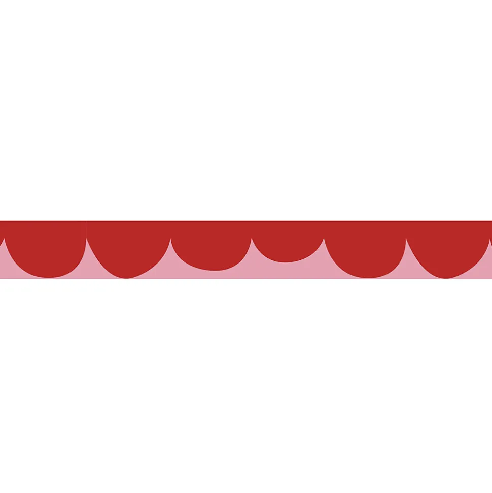 Frise décorative adhésive, festonnée irrégulier rouge et rose, motif géométrique, enfant, 5 cm X 300 cm