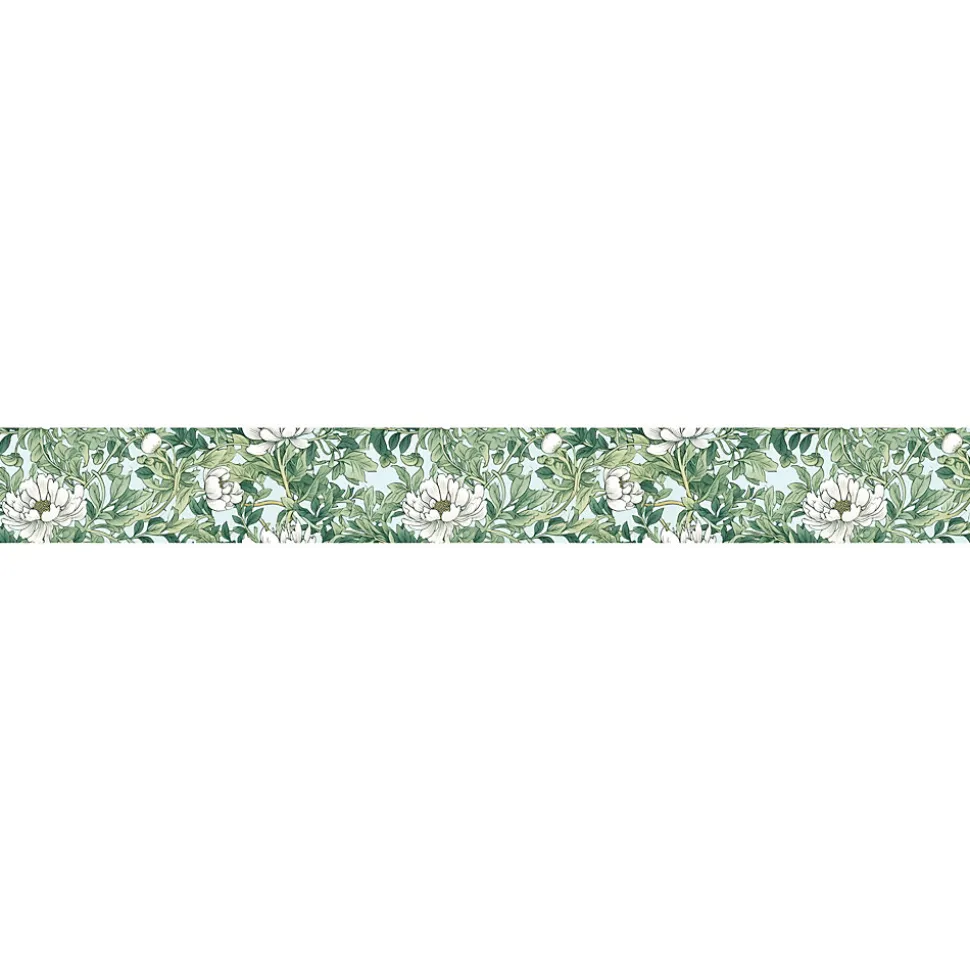 Frise décorative adhésive, frise william morris tendance feuilles et fleurs mélangées, 5 cm X 300 cm