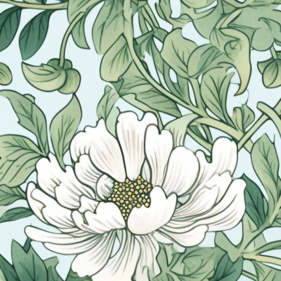 Frise décorative adhésive, frise william morris tendance feuilles et fleurs mélangées, 5 cm X 300 cm