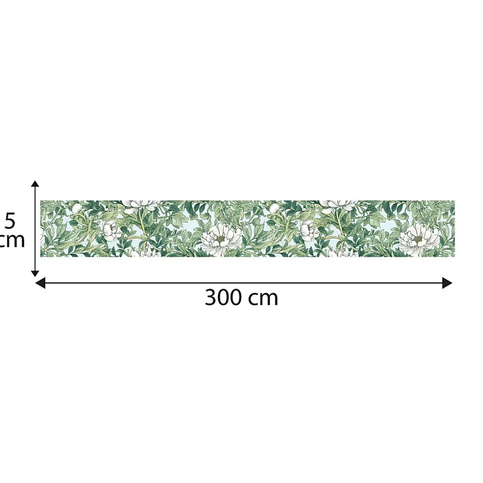 Frise décorative adhésive, frise william morris tendance feuilles et fleurs mélangées, 5 cm X 300 cm
