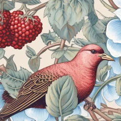Frise décorative adhésive, frise william morris, nature fleurs oiseaux, 5 cm X 300 cm