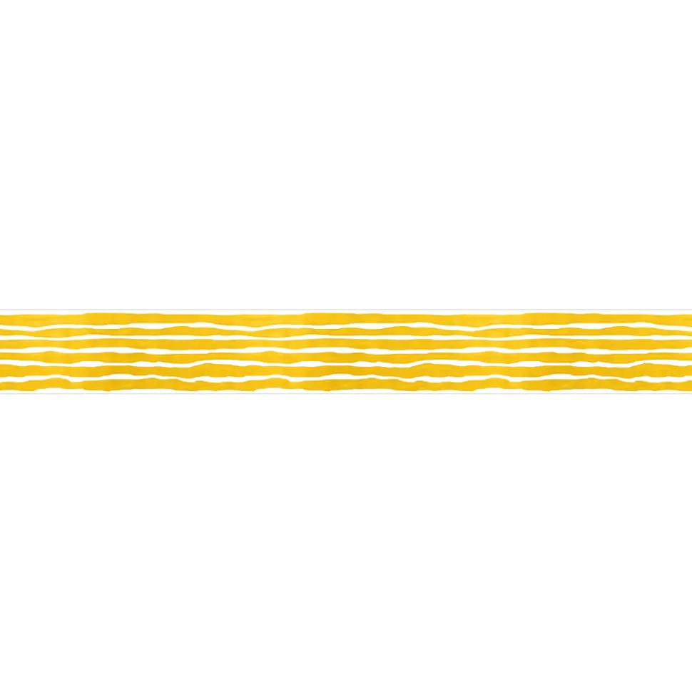 Frise décorative adhésive, lignes horizontales, dessinées, jaune et blanc, 5 cm X 300 cm