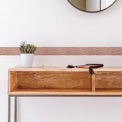 Frise décorative adhésive, lignes horizontales, dessinées, beige rosé, 5 cm X 300 cm