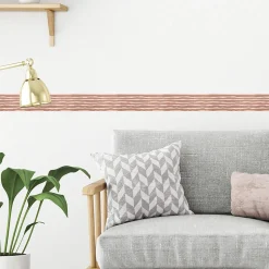 Frise décorative adhésive, lignes horizontales, dessinées, beige rosé, 5 cm X 300 cm