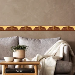 Frise décorative adhésive, motif africain rouge, sur fond jaune, tendance, exotique, 9 cm X 300 cm