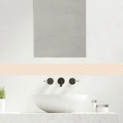 Frise décorative adhésive, myoshi pêche, éventail orange, rétro, 10 cm X 300 cm