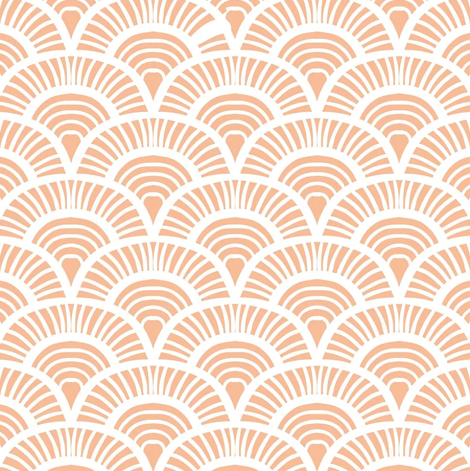 Frise décorative adhésive, myoshi pêche, éventail orange, rétro, 10 cm X 300 cm
