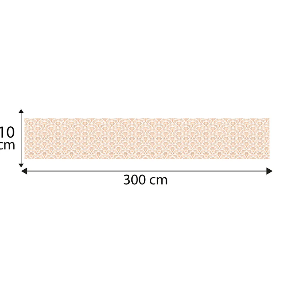 Frise décorative adhésive, myoshi pêche, éventail orange, rétro, 10 cm X 300 cm