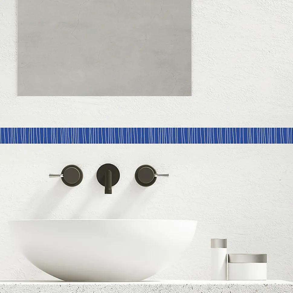 Frise décorative adhésive, petits traits, dessinés, bleu roi, 5 cm X 300 cm