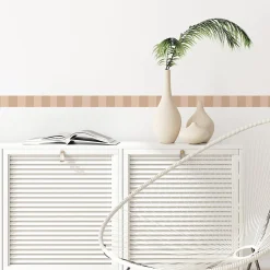 Frise décorative adhésive, rayures verticales larges, beige, motif géométrique, 5 cm X 300 cm