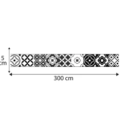 Frise décorative adhésive, terreti motif carreaux de ciment style ancien, 5 cm X 300 cm