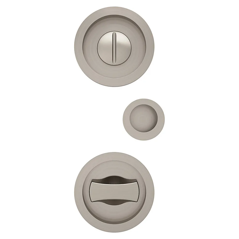 Galandage rond à visser à condamnation GoodHome Minzh effet nickel satin gris Ø55mm