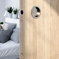 Galandage rond à visser GoodHome Minzh effet nickel satin gris Ø55mm