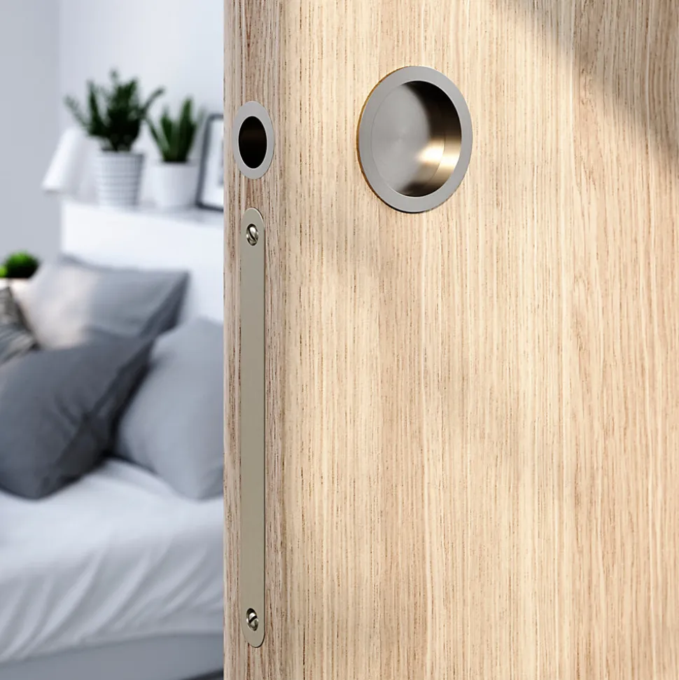 Galandage rond à visser GoodHome Minzh effet nickel satin gris Ø55mm