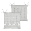 Galette de chaise cerf style montagne en coton (40x40 cm - Naturel)