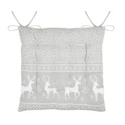 Galette de chaise cerf style montagne en coton (40x40 cm - Naturel)