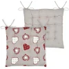 Galette de chaise coeurs esprit chalet en coton (40x40 cm - Taupe)
