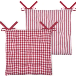 Galette de chaise double face à 9 points en polycoton (40x40 cm - Rouge)