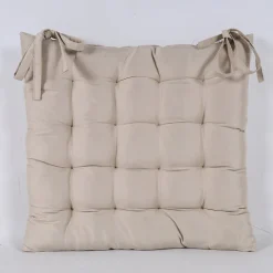 Galette de chaise déperlante uni coton beige L.45 x l.45 x ep.4cm Ornami